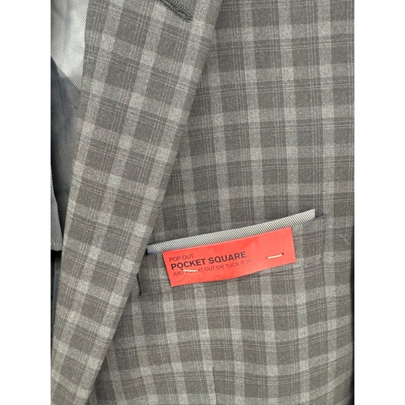 Alfani Mens 40L Slim Fit Char Ton Pld Gray Plaid Blazer Jacket Sport Coat NEW - Picture 8 of 9